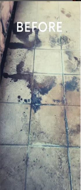 Before — grimy tile floor