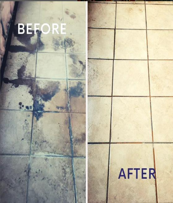 Deep cleaning results — tile floor